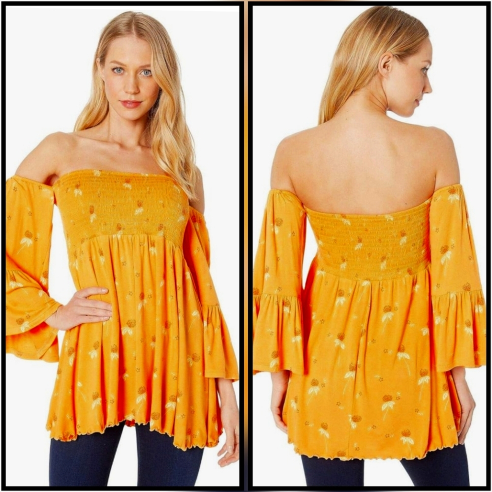 Free People Lana Floral Smocked Blouse